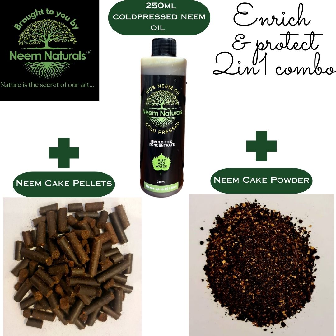 Neem Naturals All-in-1 Neem Combo Enrich & Protect (Neem Oil 250ml + Neem Pellets 1kg + Neem Powder 1 kg) Powder (3 x 1 Units)