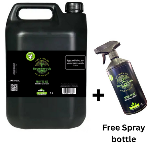 Cold Pressed Neem Oil - Ready to Use Repellent Spray - 5L + Free 1L Spray Bottle