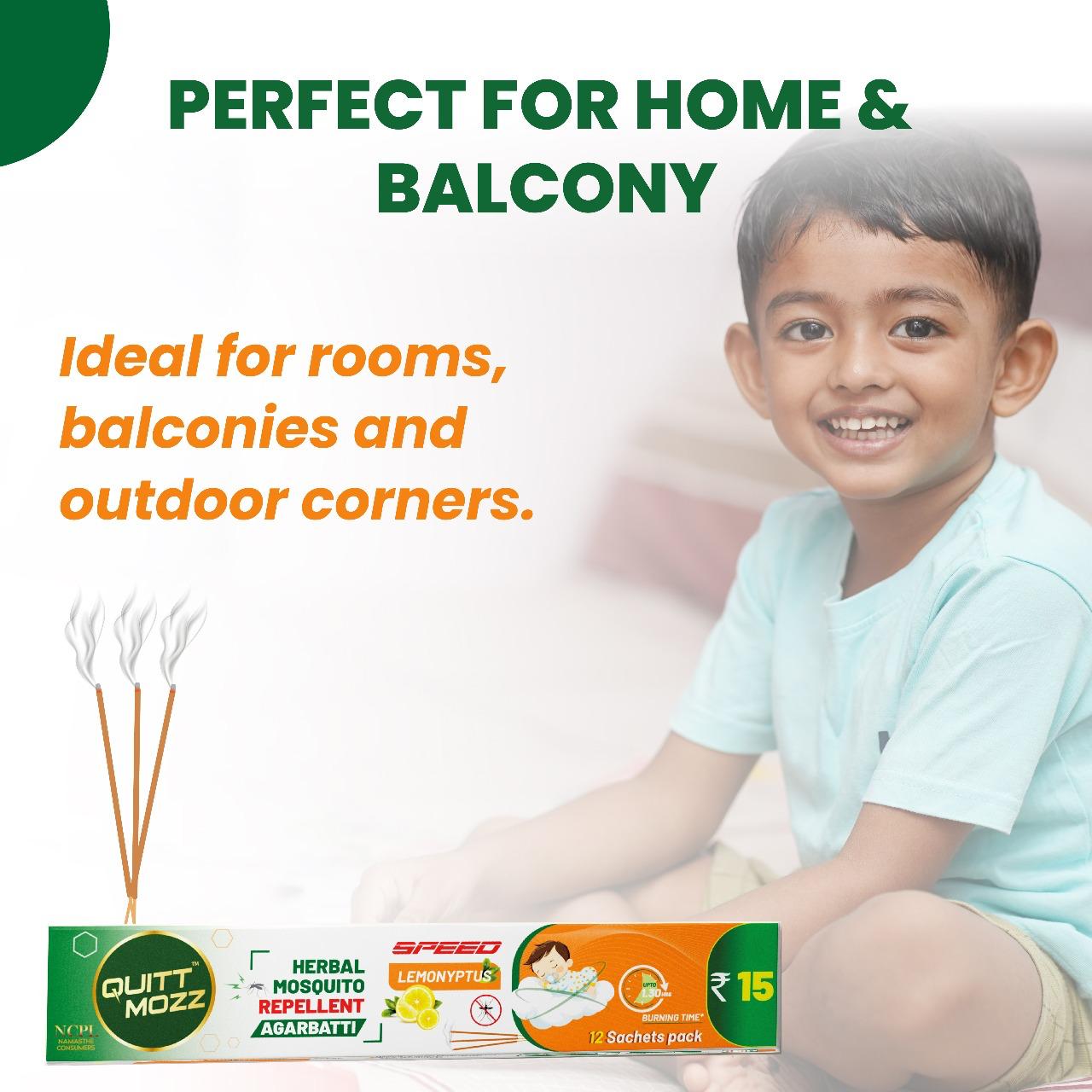 Quitmozz Mosquito Repellent Incense Sticks - 120 Sticks - Natural Anti-Mosquito & Fly  Agarbatti BY NEEM NATURALS