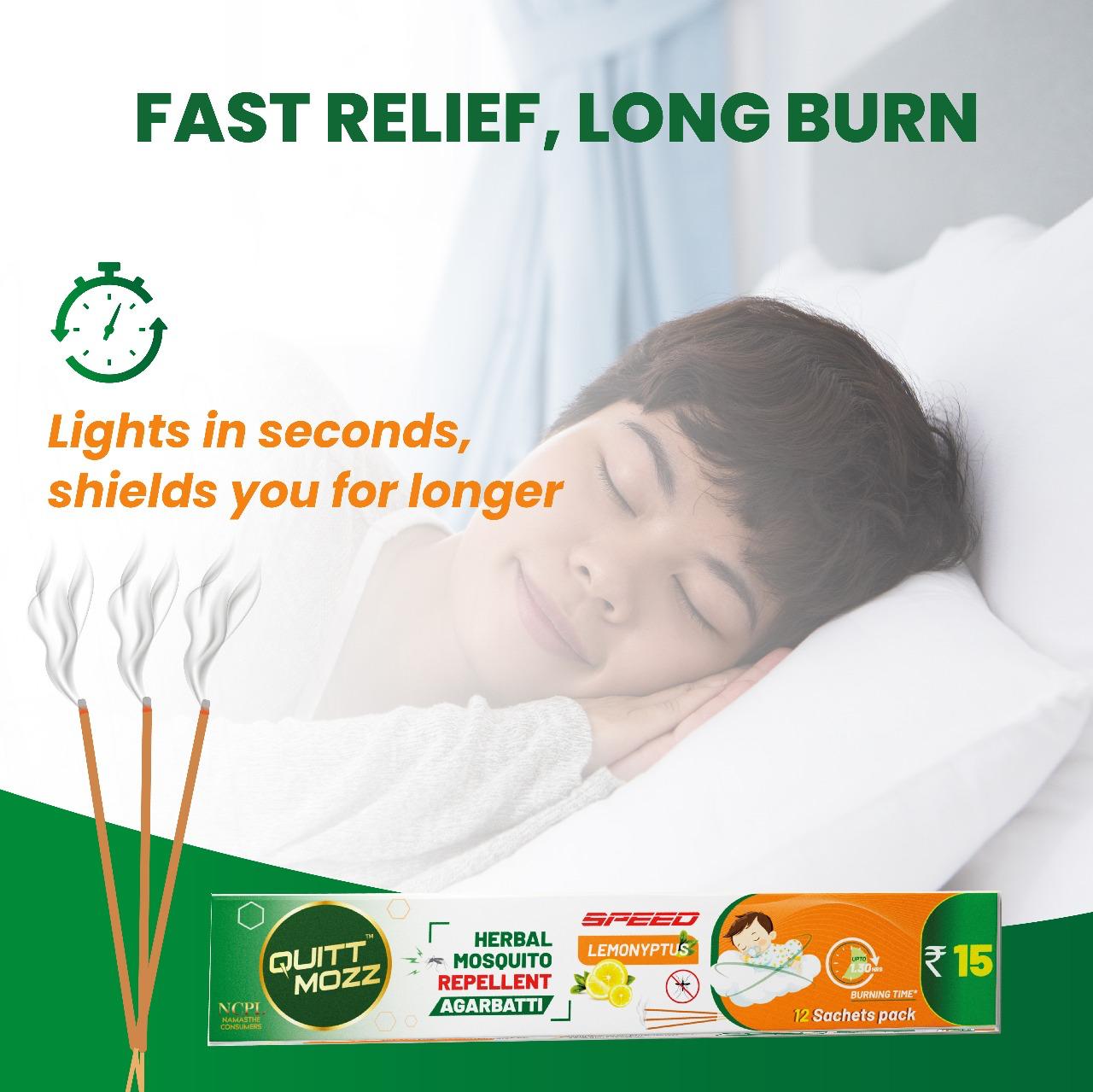 Quitmozz Mosquito Repellent Incense Sticks - 120 Sticks - Natural Anti-Mosquito & Fly  Agarbatti BY NEEM NATURALS