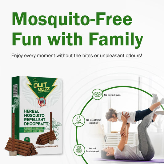 QUITMOZZ 100% Herbal Mosquito & Fly Repellent Dhoopsticks (12 Pack) -By NEEM NATURALS